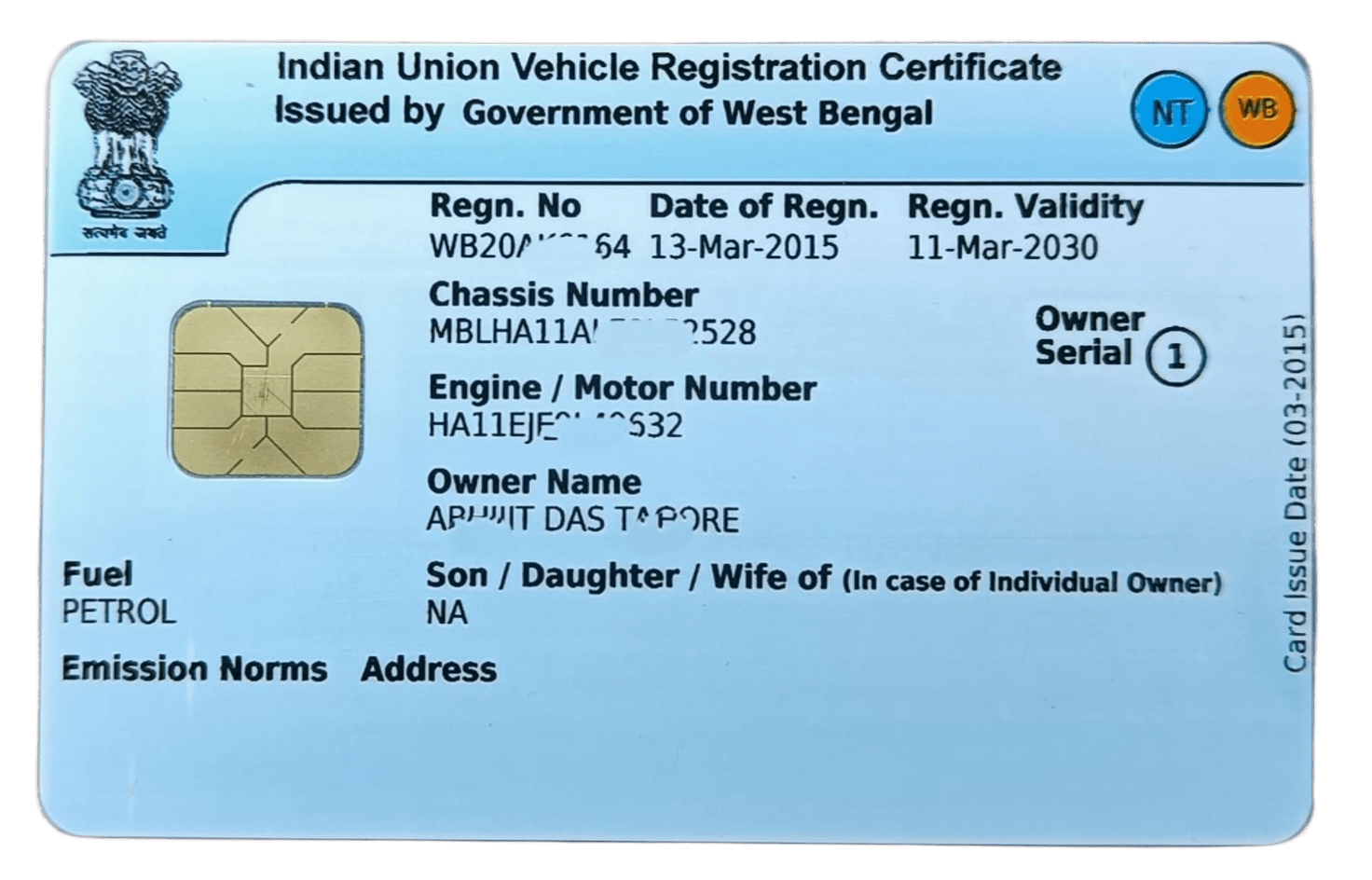 RC/ Blue Book With Chip Card